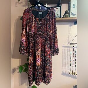 Ninety Clothing Co. Women's Bell Sleeve Patchwork Print Dress